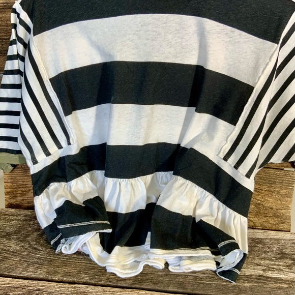 Free People We The Free size M Black White Stripe with peplum Top - Picture 7 of 7
